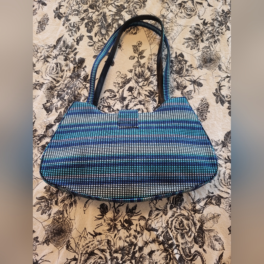 Kate Spade Y2K! Embroidered Blue/Black/White Shoulder Bag - Picture 8 of 16